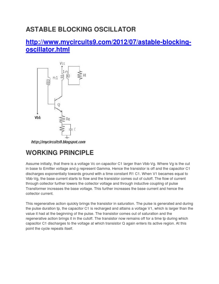 Unit 5 Astable Blocking Oscillator
