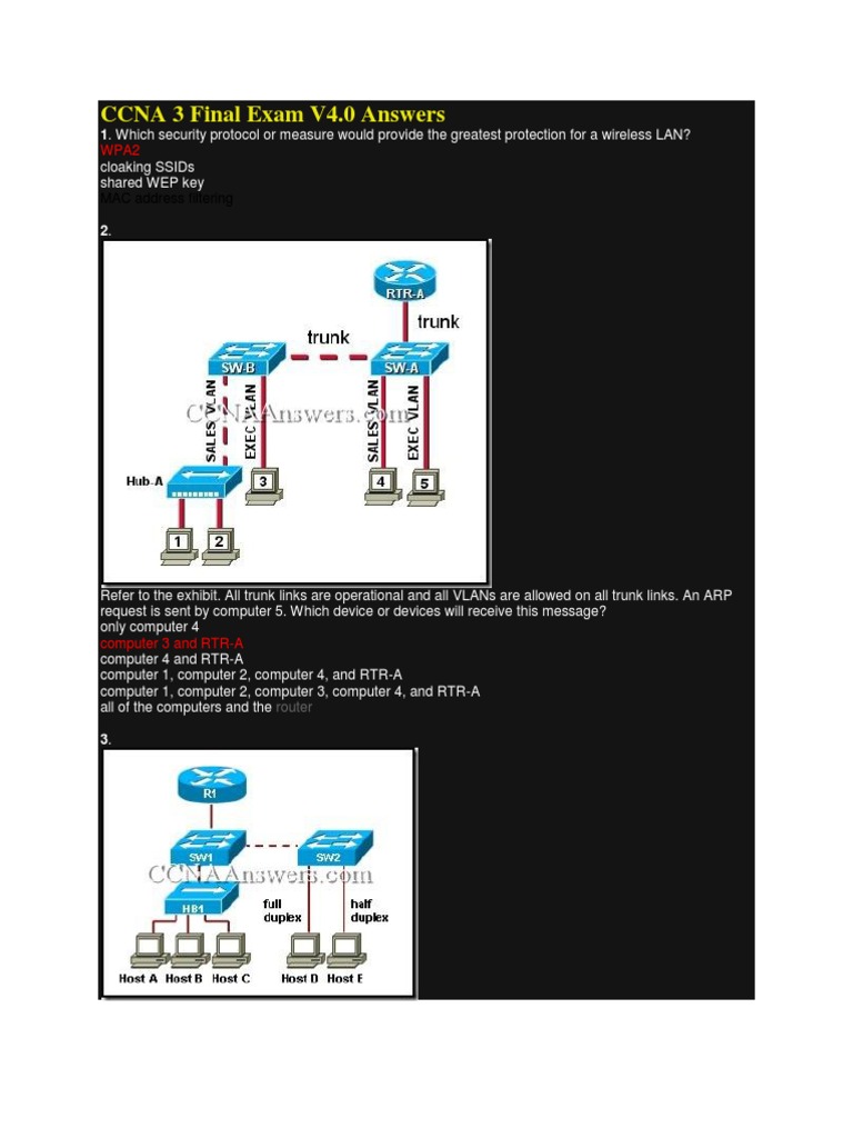 CCNA 3 Final Exam V4.0 Answers Guide | PDF | Computers