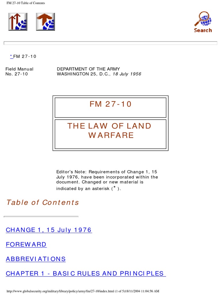 Law of Land Warfare Overview | PDF | Military Occupation | Military Justice