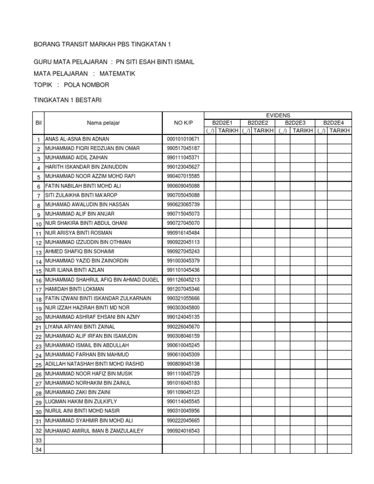 Borang Rekod Transit Skor Pdf