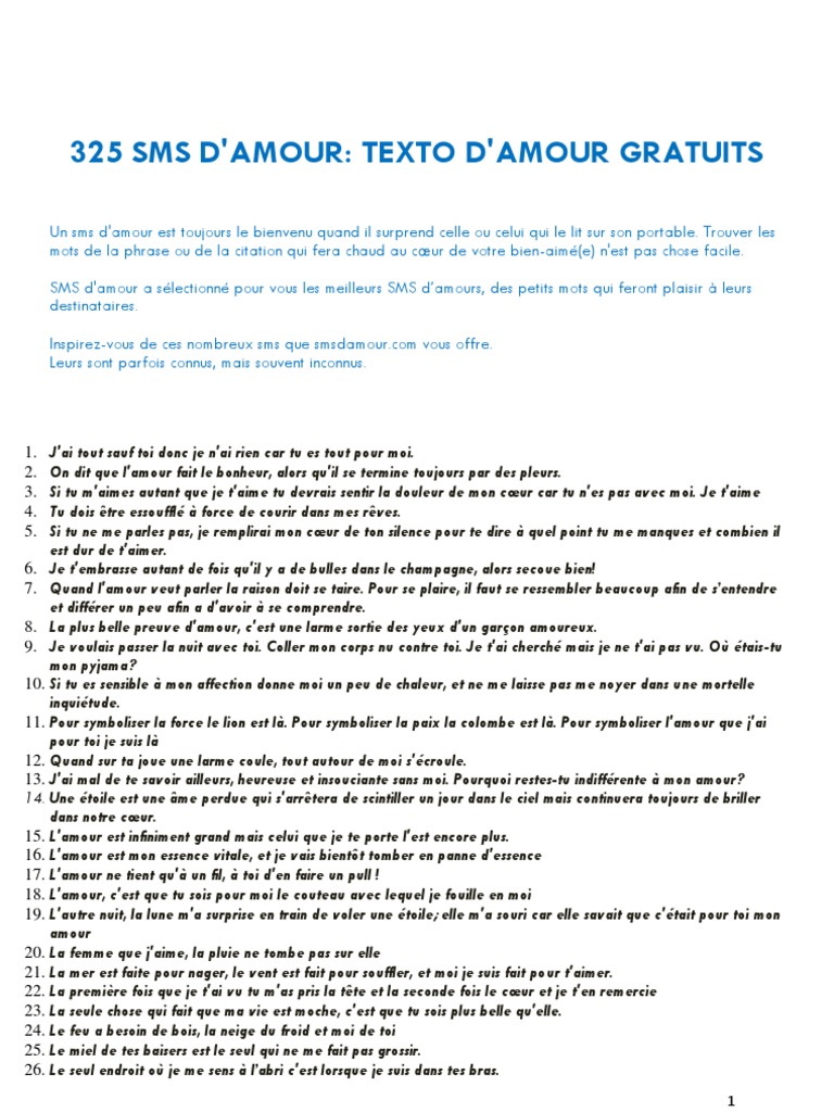 350 Sms D Amour Pdf Orgasme Amour
