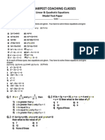 Samarpeet Coaching Classes: Linear & Quadratic Equations Model Test Paper