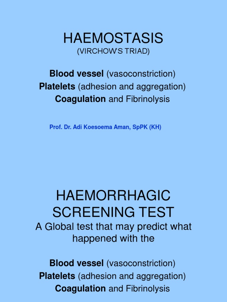 Haemostasis and Hemorrhagic Screening | PDF | Coagulation | Platelet