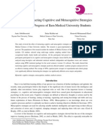 The Effect of Instructing Cognitive and Metacognitive Strategies On The Academic Progress of Ilam Medical University Students