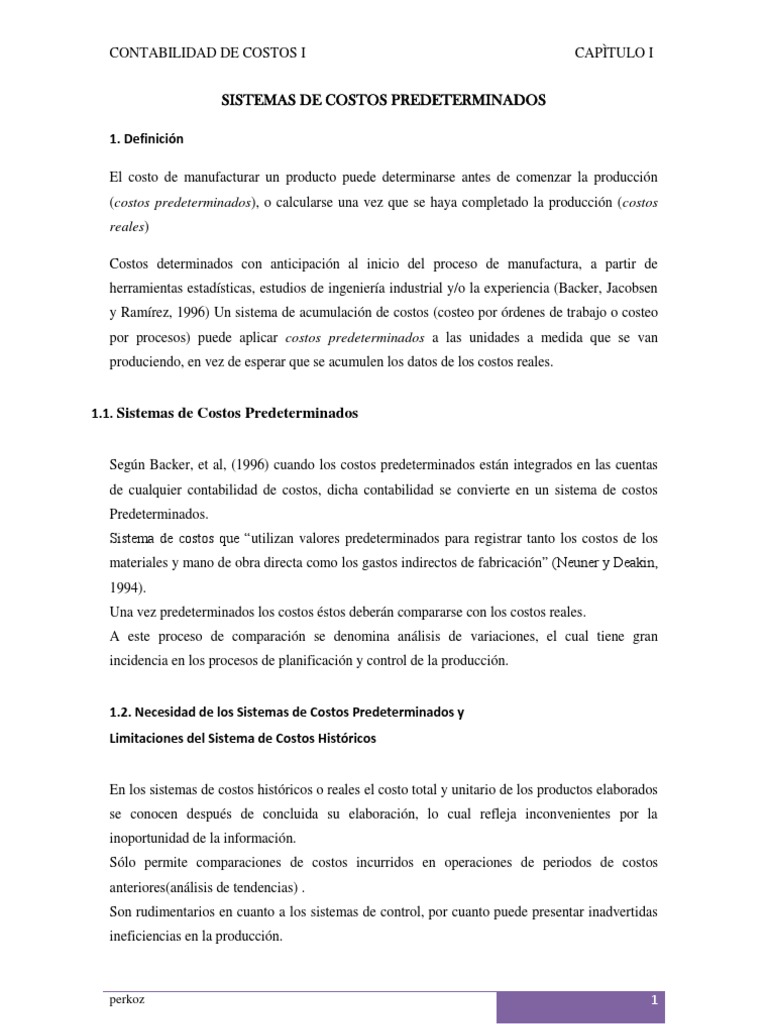 Sistemas de Costos Predeterminados | PDF | Costo | Contabilidad