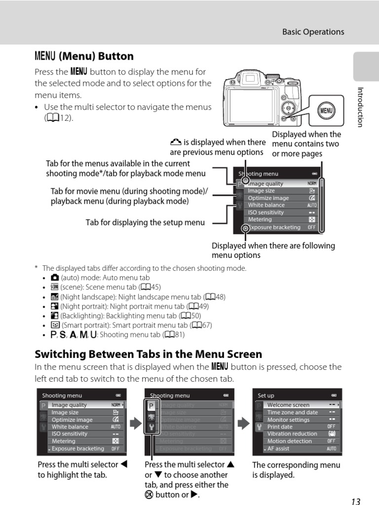 Camera Menu Navigation Guide | PDF | Sports & Recreation | Teaching ...