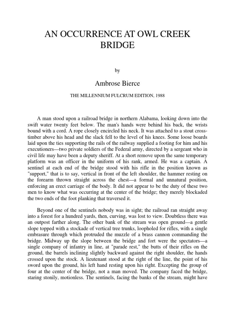 an occurrence at owl creek bridge essay