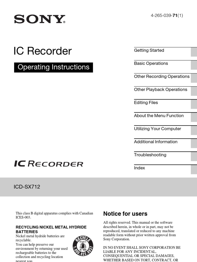 ICDSX712 English 71 PDF Computer Data Storage Microphone