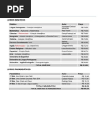 Tabela de preço loja superior