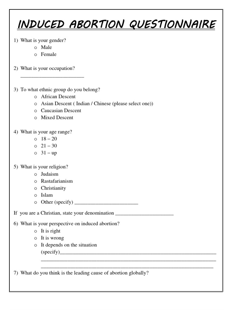 Questionnaire Michael Bell | Download Free PDF | Abortion | Birth Control