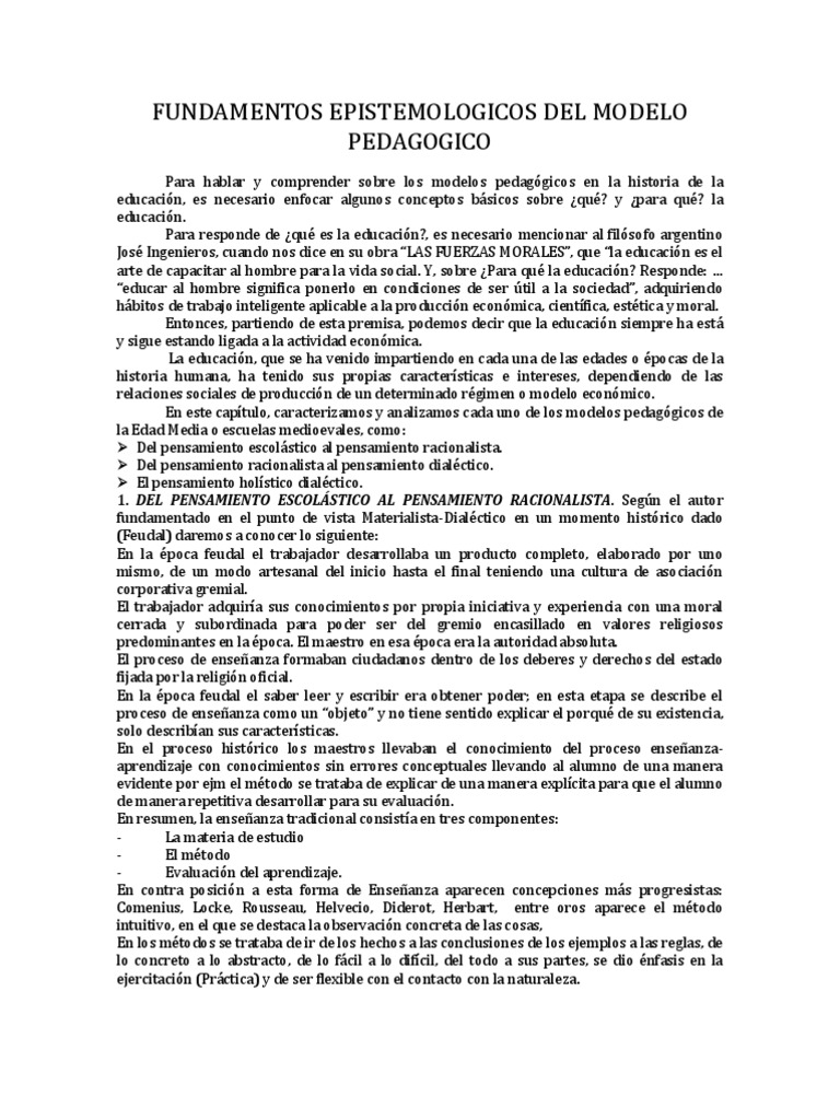 Fundamentos Epistemologicos Del Modelo Pedagogico | PDF | Science ...
