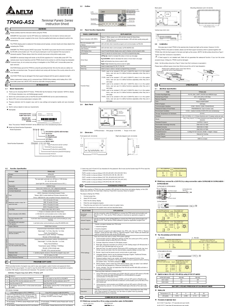 Tp04 As2 Instruction Sheet English 20060718 Pdf Pdf Menu Computing