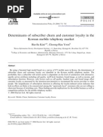 Determinants of Subscriber Churn and Customer Loyalty in The Korean Mobile Telephony Market