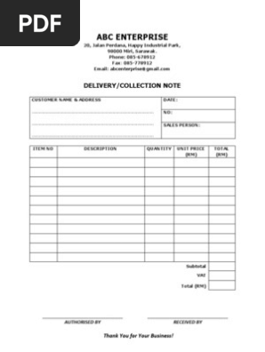 Delivery Note 