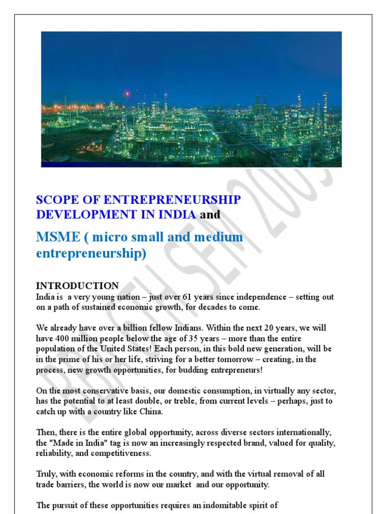 Entrepreneurship Growth in India | PDF | Entrepreneurship | Business