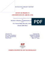 Study of Product and Services of Aircel LTD.: Forte Institute of Technology