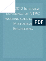 ESE-2012 Interview Experience of NTPC Working Candidate in Mechanical Engineering