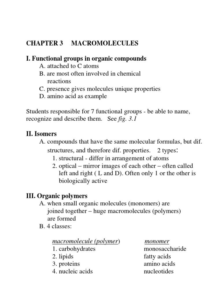 CHAPTER 3 Macromolecules | PDF