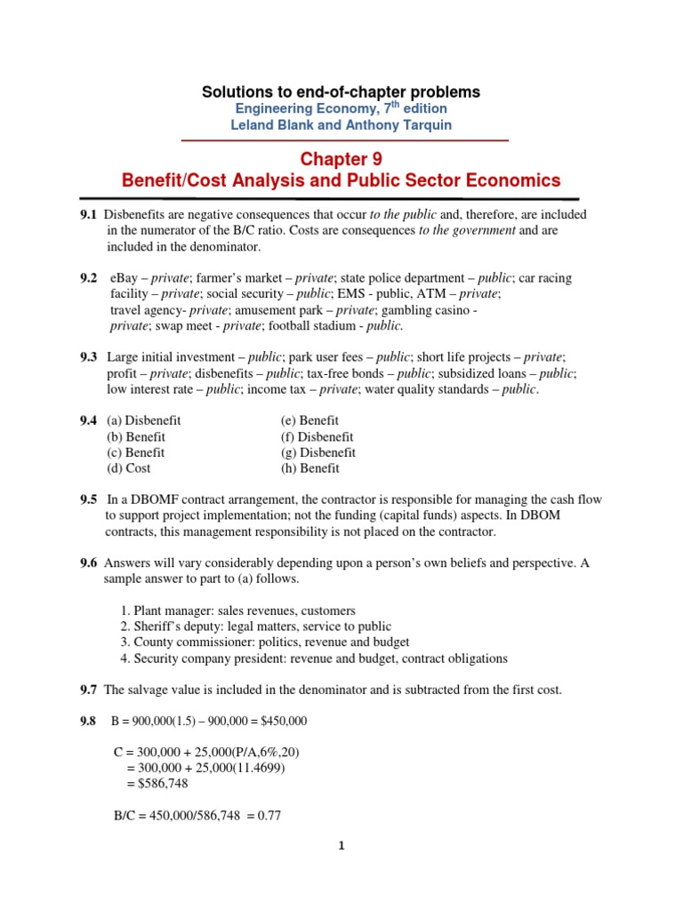 Chapter 9 Solutions - Engineering Economy 7 th edition. Leland Blank and  Anthony Tarquin