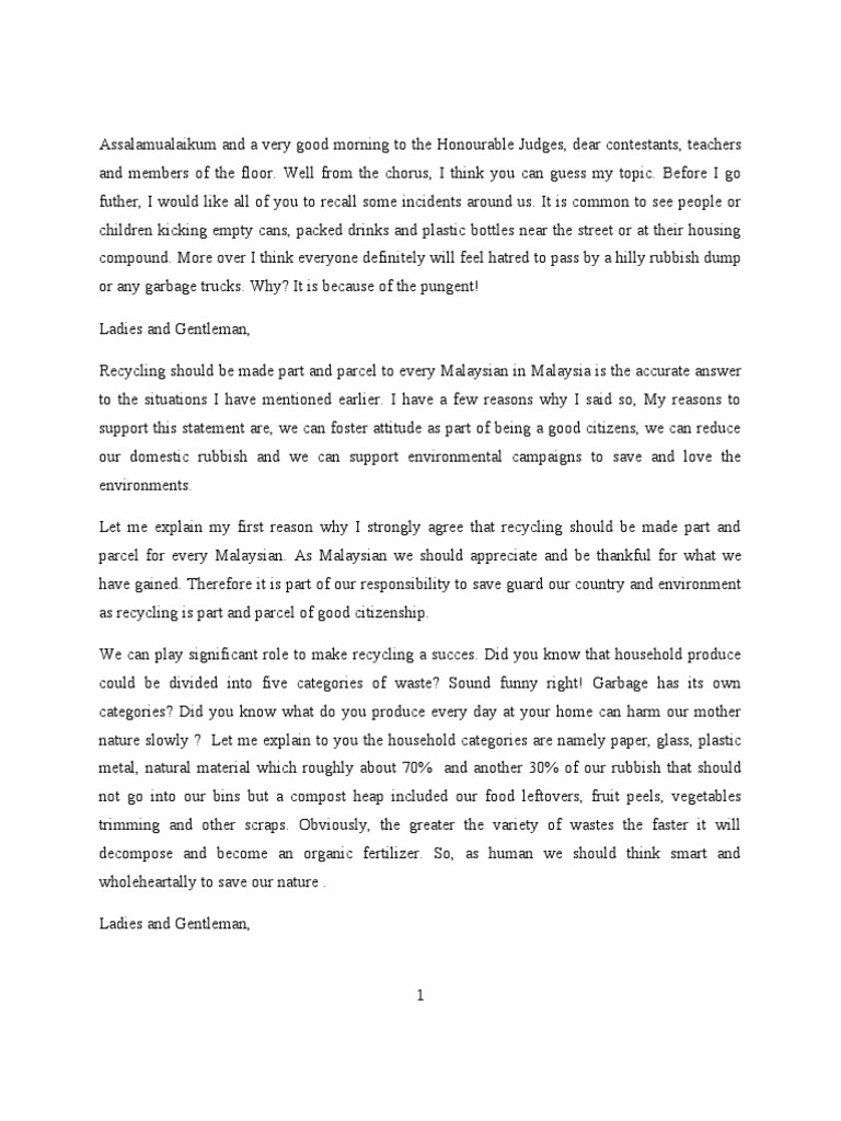 Teks Of Public Speaking Recycling Compost