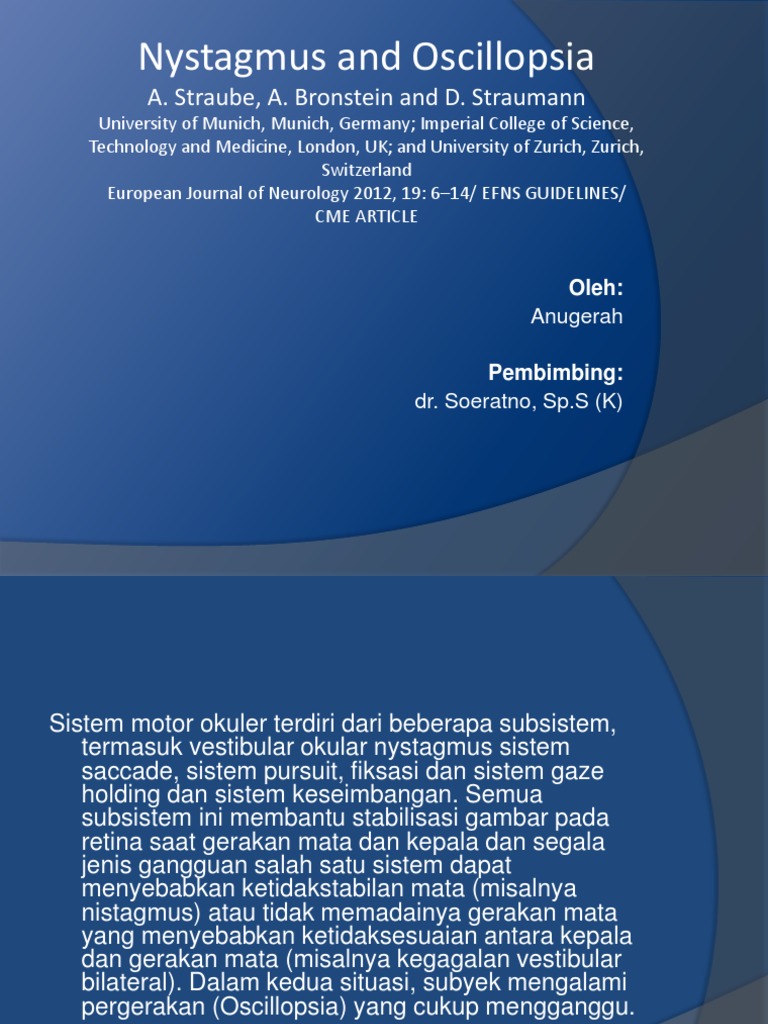 Nystagmus dan Oscillopsia: Tinjauan Klinis | PDF