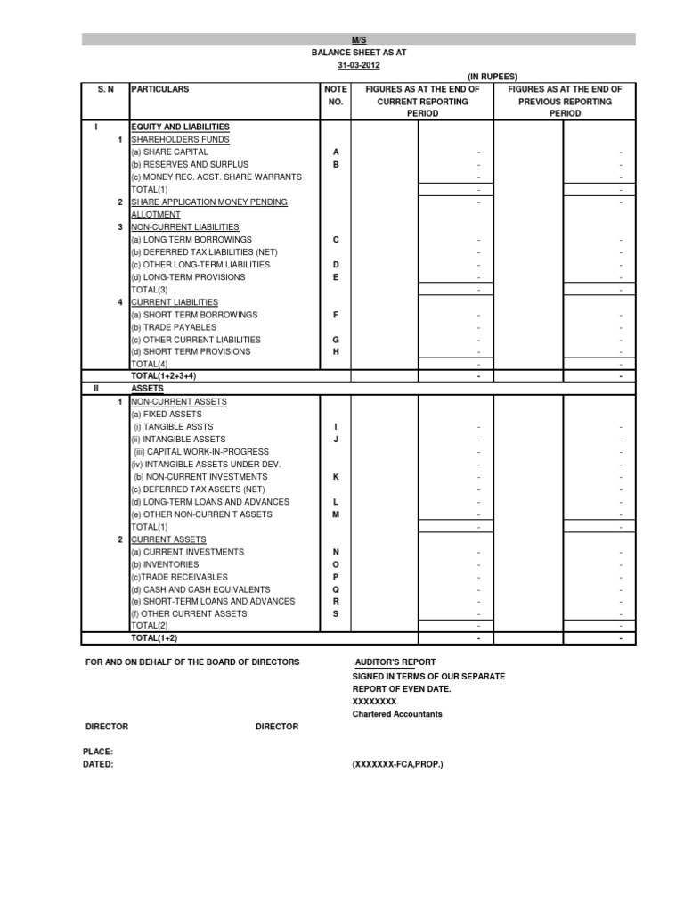 Balance Sheet As Per New Schedule Vi | PDF | Balance Sheet | Equity ...