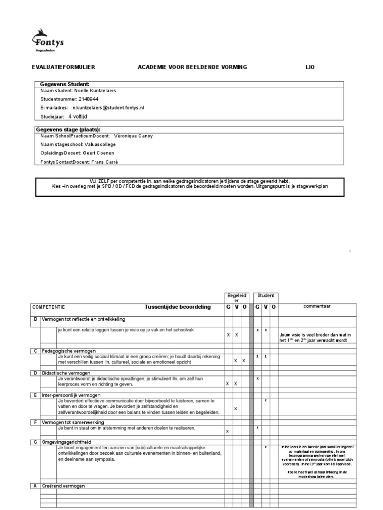 Evaluatieformulier Noelle 2