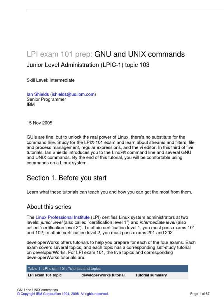 LPI 101 Exam Prep: GNU & UNIX Commands | PDF