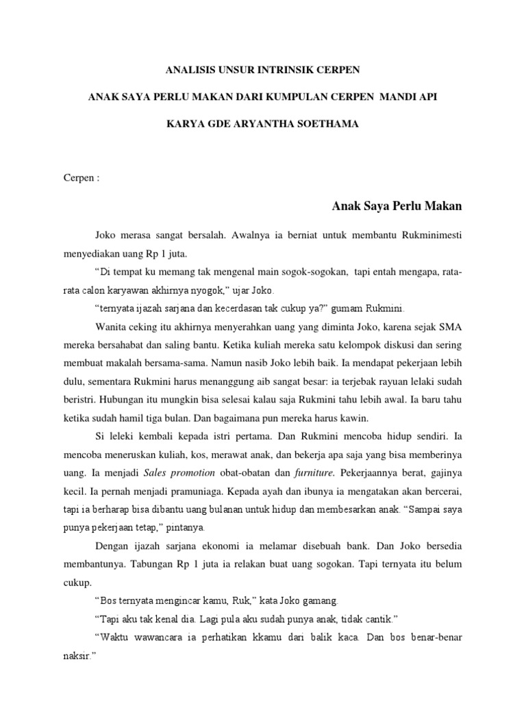 Contoh Cerpen Lengkap Dengan Strukturnya Modif B