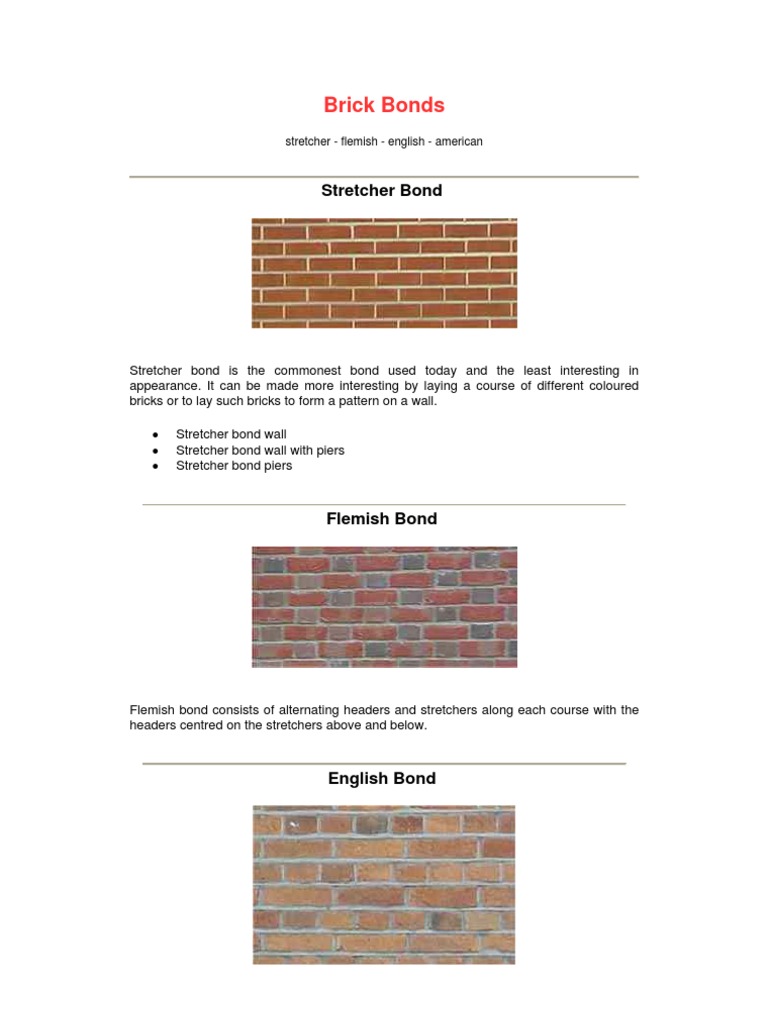 Brick Bonds.pdf | Architectural Elements | Building Engineering