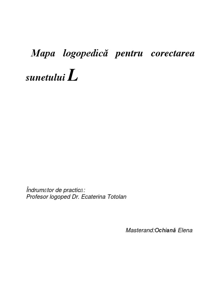 Mapa Logopedica Pentru Corectarea Sunetului L | PDF