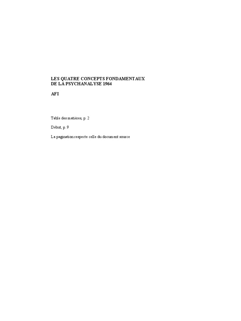 LACAN Le Seminaire Livre XI Les Quatre Concepts Fondamentaux de La Psychanalyse 1964 PDF