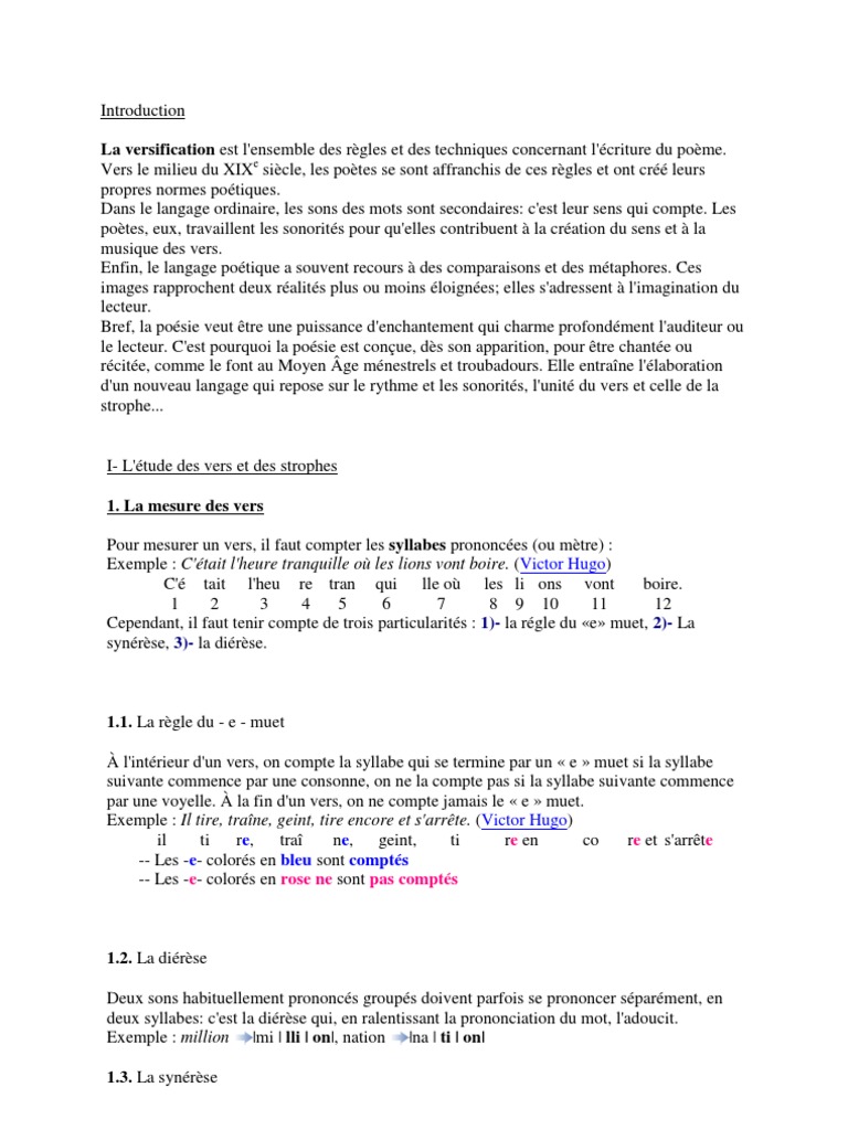 Versification | PDF | Rime dans la poésie | Métaphore