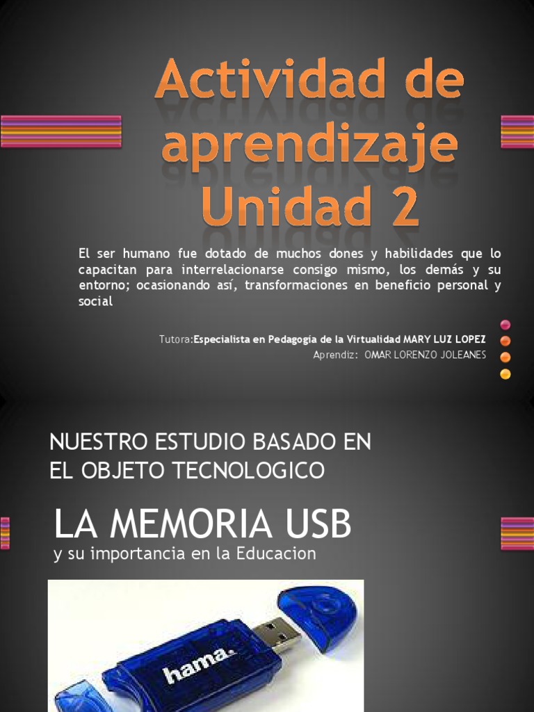 Actividad de Aprendizaje2 La Memoria Usb | PDF | Memoria USB | USB