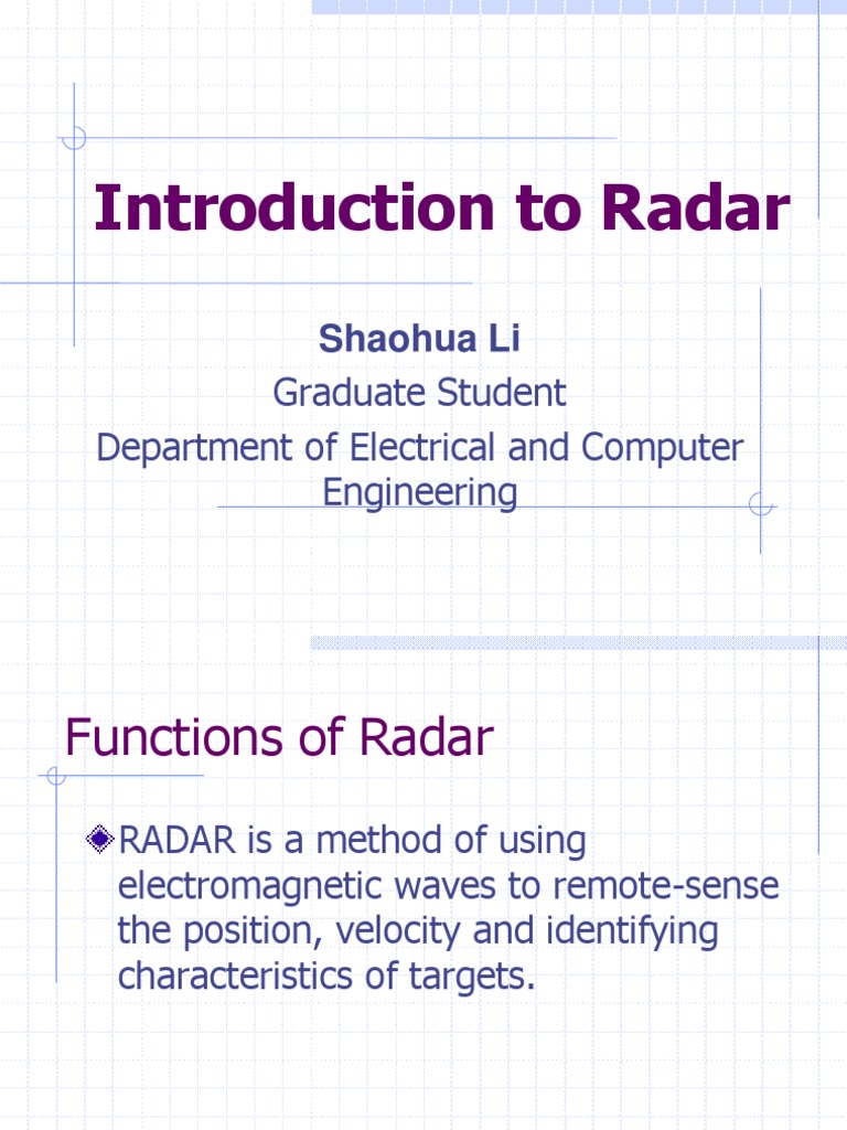 Introduction To Radar PDF Radar Antenna (Radio)