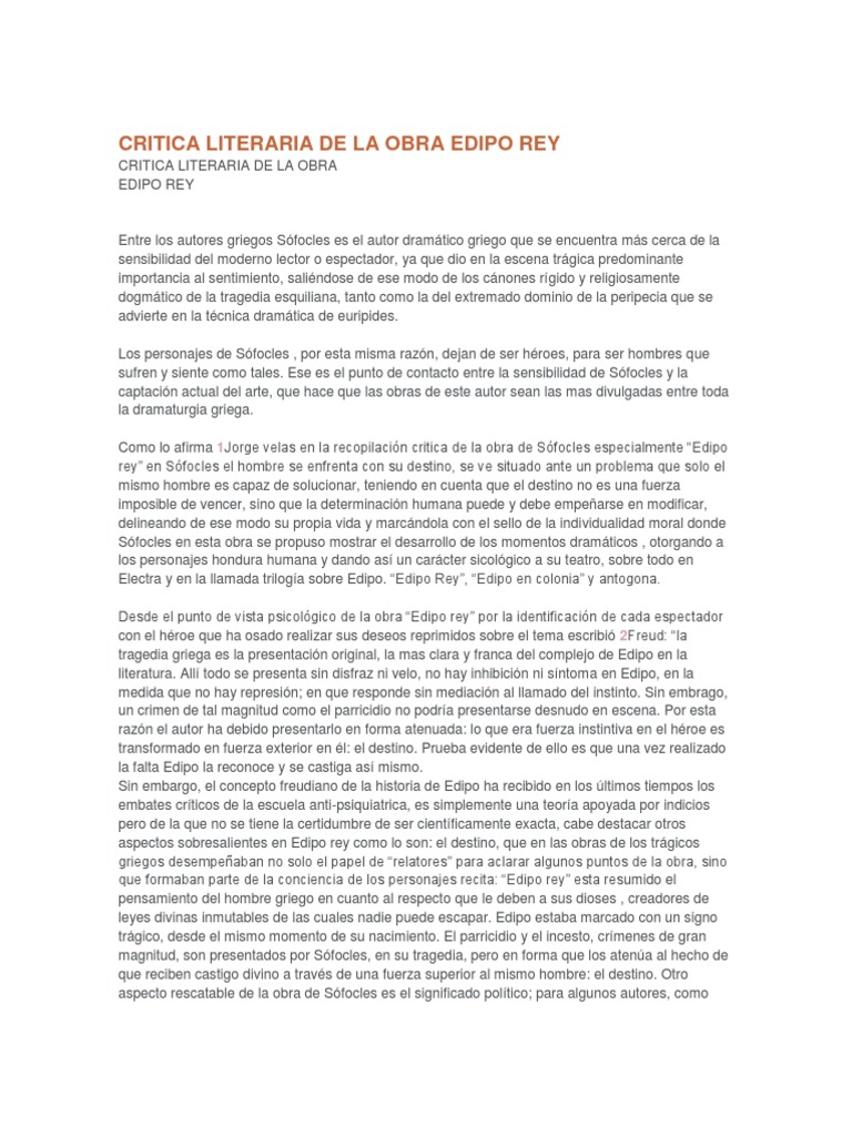 CRITICA LITERARIA DE LA OBRA EDIPO REY.docx Sófocles Edipo