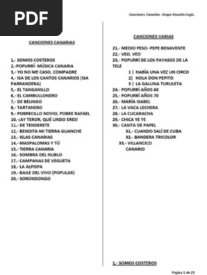 Cancionero Canciones Canariasa Letras Islas Canarias Cabra