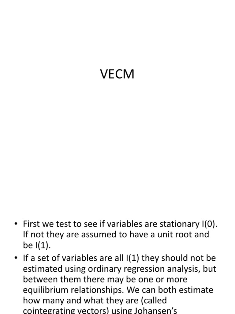 VECM Vector Error COrrection Model | PDF