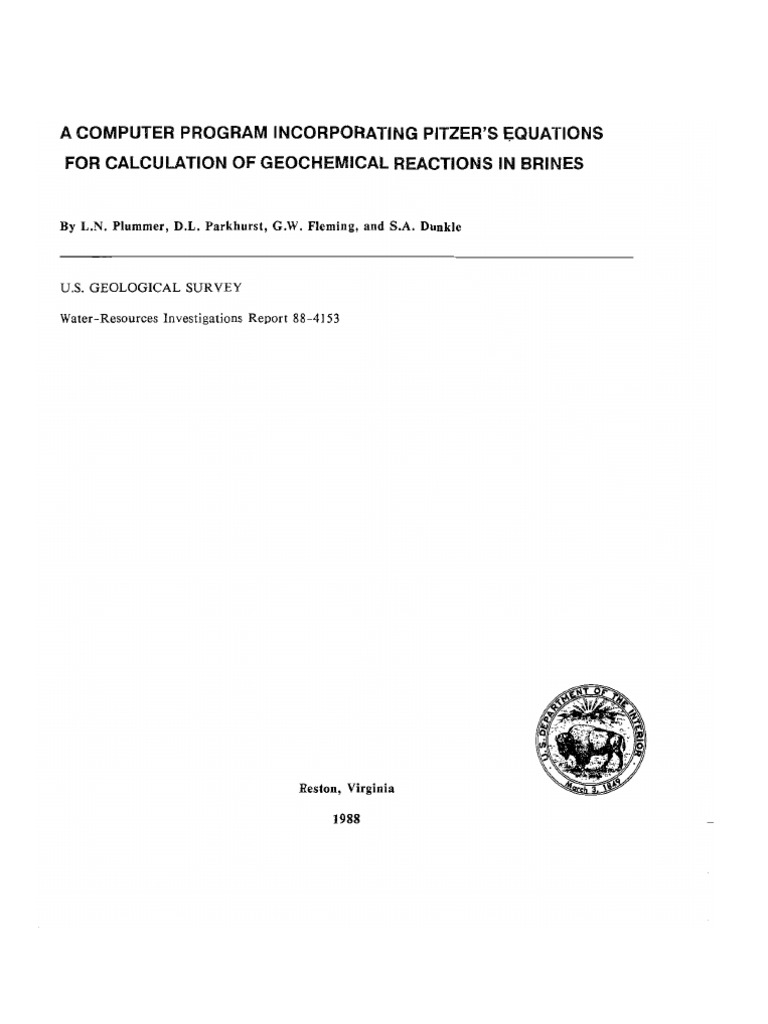 A Computer Program Incorporating Pitzers Equations | PDF