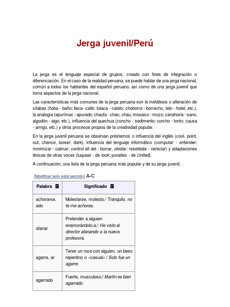 Jerga juvenil Idiomas
