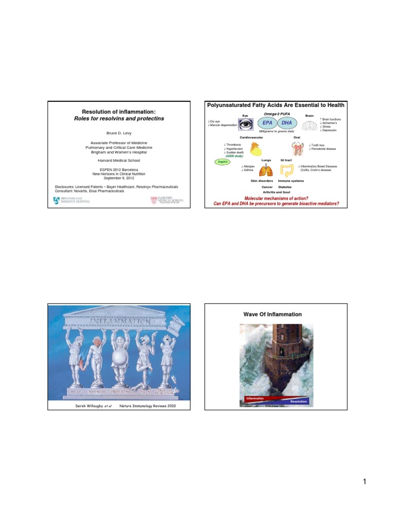 Resolution For Inflammation - Roles of Resolvins and Protectins - Prof ...