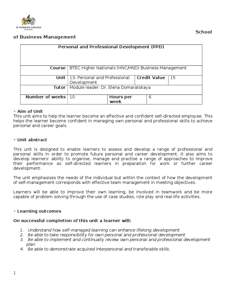 Personal and Professional Development Course | PDF | Educational ...