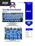 Cass Baseball Newsletter -- 2013 Season Yearbook