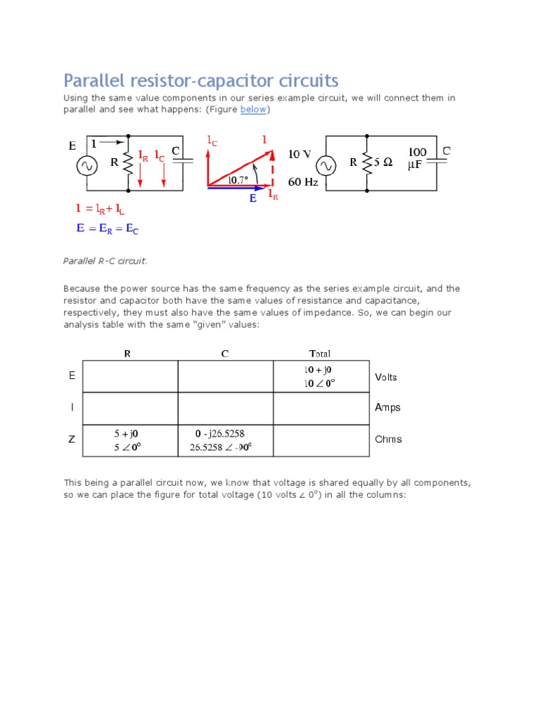Parallel Resistor Capacitor Circuits Series And Parallel Circuits