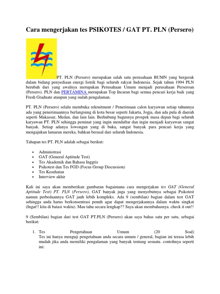 Soal Tes Masuk Kerja Bagian Administrasi - Berbagai Bagian ...