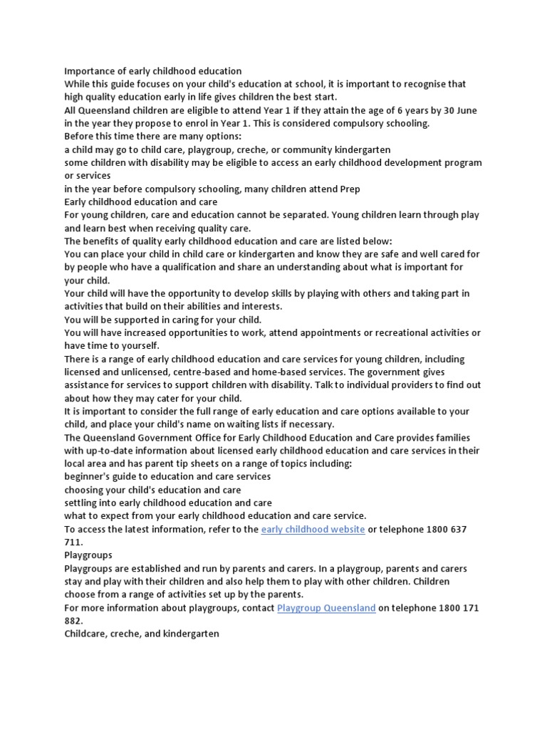 IMPORTANCE OF EARLY CHILDHOOD EDUCATION PDF NOTES Technical ...