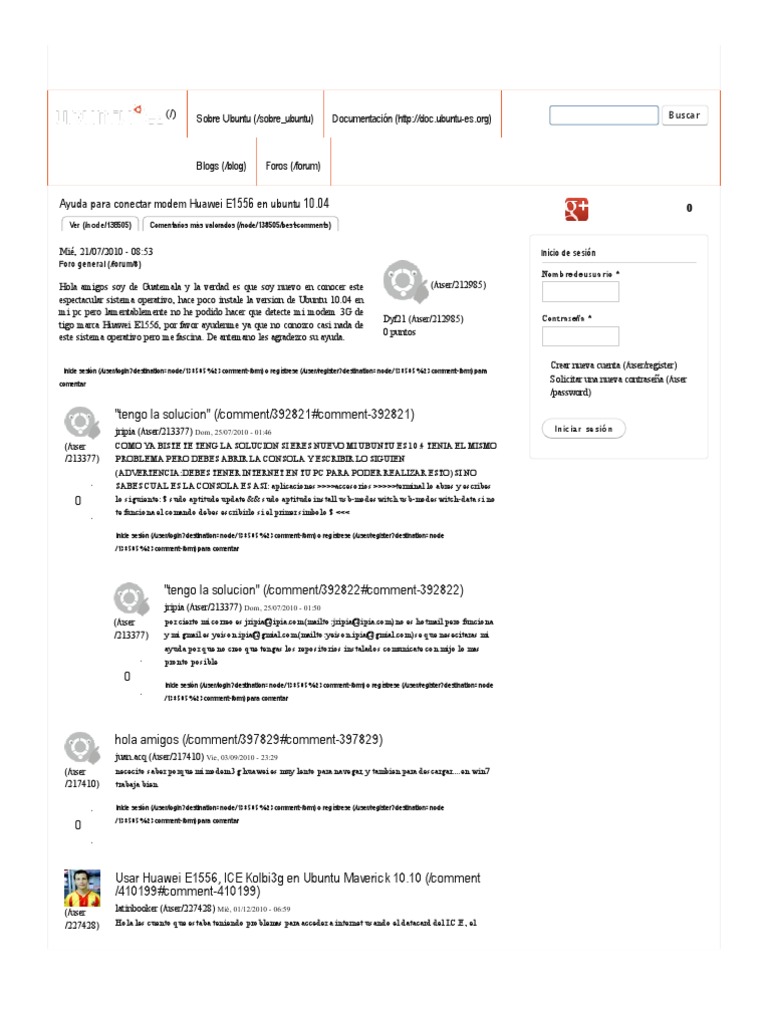 Ayuda para Conectar Modem Huawei E1556 en Ubuntu 10.04 UbuntuEs