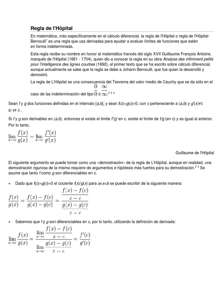 Teorema De L Hopital Calculo Ensenanza De Matematica