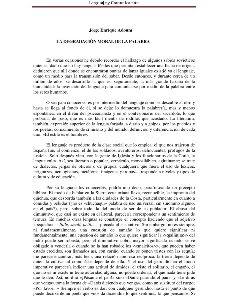 Enrique Adoum PDF Palabra Comunicación