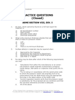 Practice Questions (Closed) : Asme Section Viii, Div. I